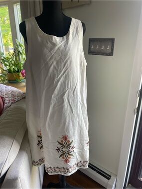 Rachel Zoe White Sleeveless Midi Dress with Floral Border NWOT